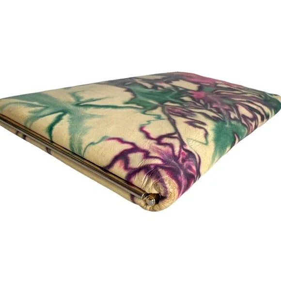 Abstract Leather Clutch Pink Green Statement  Wallet Large Evening Bag Lodis - Picture 10 of 15